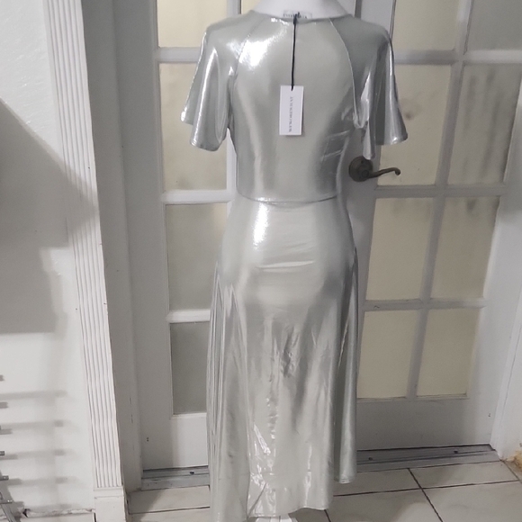 Silver Metallic Cut-Out Dress - Picture 6 of 10